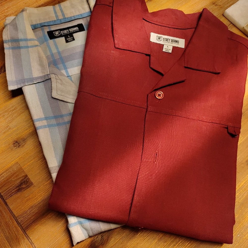Classic Stacy Adams Linen Blend Shirts Men's Size L (Bundle of 2)